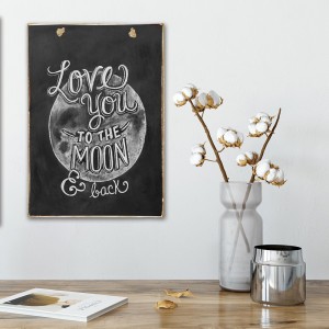 Love You to The Moon -Vintage Ξύλινος Πίνακας 20 x 30 cm