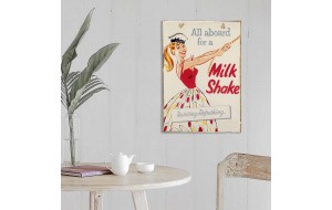 Milk shake vintage ξύλινος πίνακας