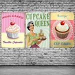 Cupcakes vintage σετ τριών τεμαχίων από ξύλινους χειροποίητους πίνακες