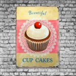 Cupcakes vintage σετ τριών τεμαχίων από ξύλινους χειροποίητους πίνακες