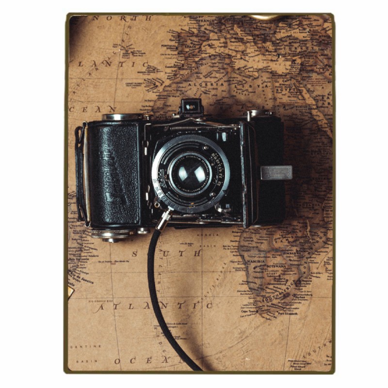 Vintage φωτογραφική μηχανή τρίπτυχος πίνακας ξύλινος χειροποίητος