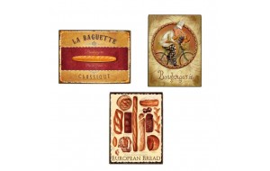Boulangerie σετ τριών τεμαχίων από ξύλινους χειροποίητους πίνακες