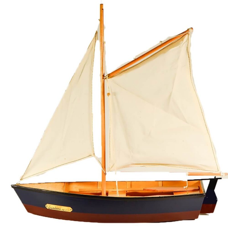 Ξύλινη διακοσμητική βάρκα με πανί 45x16x44 εκ