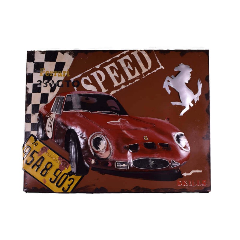 Vintage Ferrari μεταλλικός πίνακας 65x50 εκ