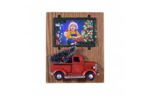 Καδράκι χριστουγεννιάτικο κορνίζα με φορτηγάκι με χριστουγεννιάτικο δέντρο 16 x13 εκ