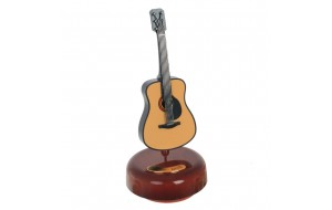 Music Box ξύλινη μινιατούρα κιθάρα σε βάση 9.5x21 εκ