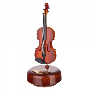 Music Box ξύλινη μινιατούρα βιολί σε βάση 9.5x21 εκ
