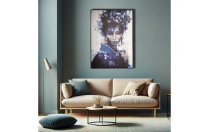 Blue Japanese Girl πίνακας ελαιογραφίας σε τυπωμένο καμβά με θέμα φιγούρα γυναίκας σε ξύλινη κορνίζα 100x140 εκ