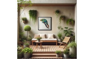 Chameleon πίνακας από 3D κολλάζ σε σχήμα χαμαιλέοντα 75x75 εκ 
