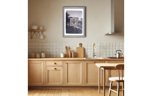 Γυάλινο κάδρο με καθρέπτη και ασημί τοπίο 56x76 εκ