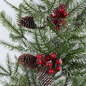 Χριστουγεννιάτικο διακοσμητικό δεντράκι σε πράσινη απόχρωση με διακόσμηση berries και κουκουνάρια 75 εκ