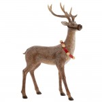 Χριστουγεννιάτικος διακοσμητικός καθιστός τάρανδος σε καφέ απόχρωση 27x13x44 εκ