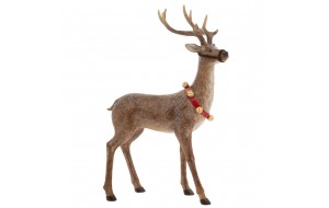 Χριστουγεννιάτικος διακοσμητικός καθιστός τάρανδος σε καφέ απόχρωση 27x13x44 εκ