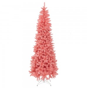 Pink Christmas χριστουγεννιάτικο δέντρο slim σε ροζ απόχρωση με φύλλωμα PVC και ύψος 240 εκ