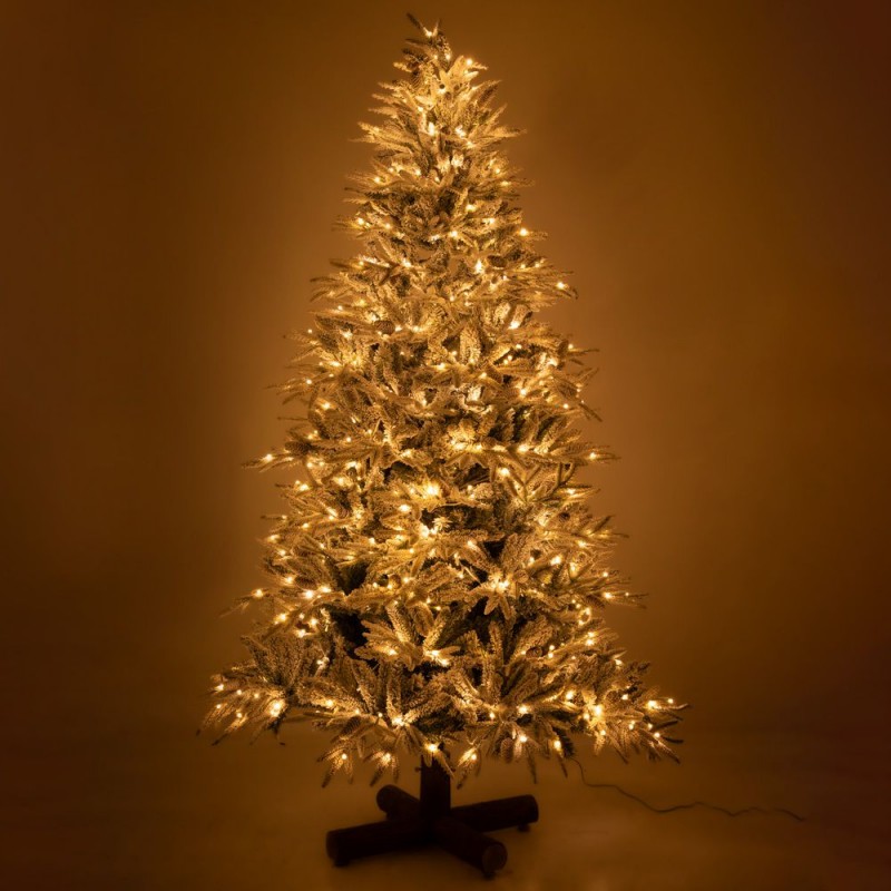 Jersey Pine Pre-Lit χριστουγεννιάτικο δέντρο με χιονισμένα πράσινα φύλλα και 1000 ενσωματωμένα LED με ύψος 240 εκ