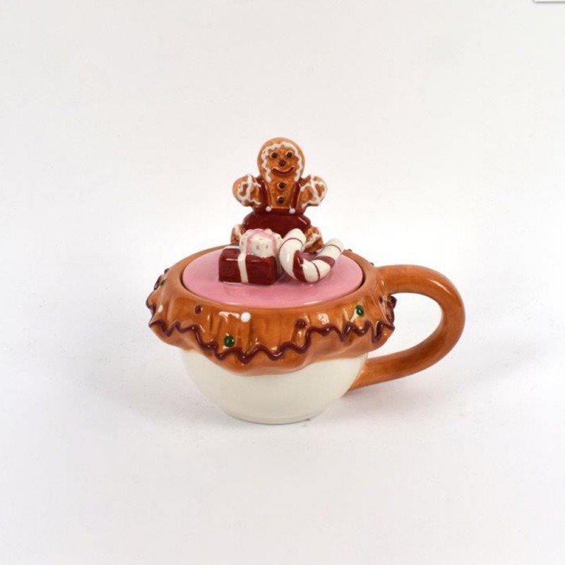 Χριστουγεννιάτικη κούπα με καπάκι Gingerbread 11x14 εκ