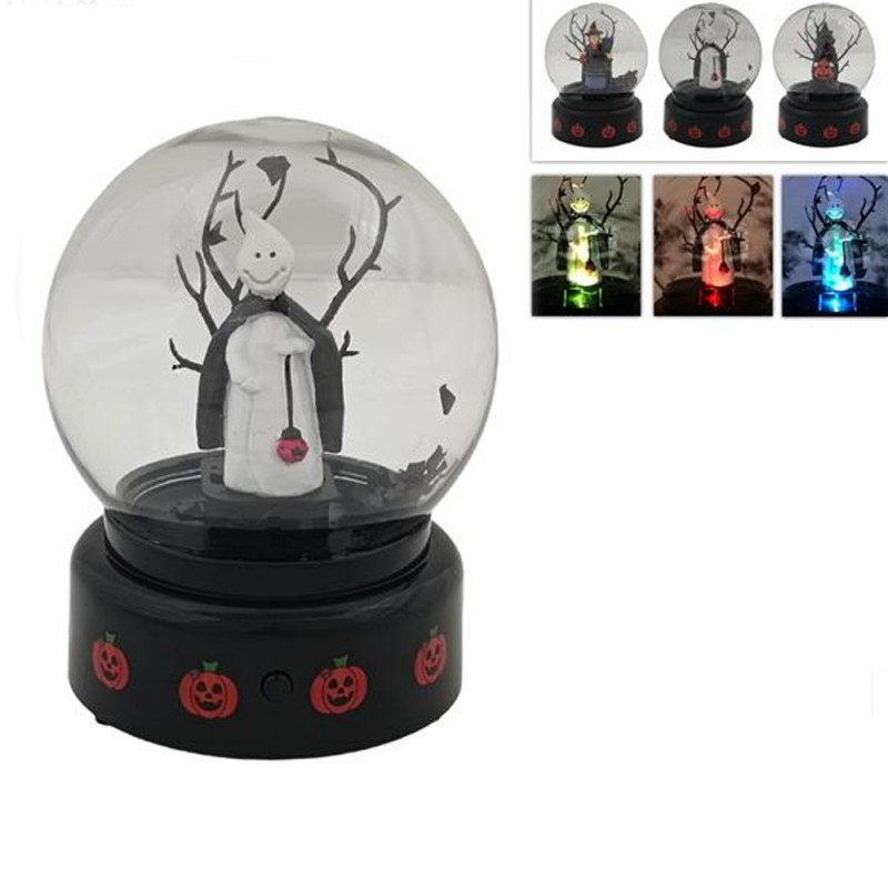 Διακοσμητική γυάλα Hallowen με ενσωματωμένο φωτισμό και μουσική με επιλογή σχεδίου 18 εκ
