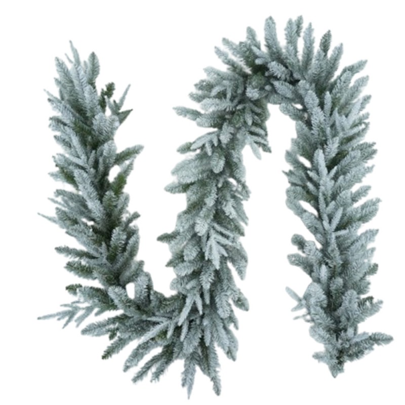 Χριστουγεννιάτικη χιονισμένη γιρλάντα flocked με φύλλωμα PE-PVC 270 εκ