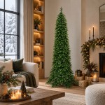American Forest slim χριστουγεννιάτικο δέντρο με φύλλωμα full PE σε πράσινη απόχρωση 210 εκ