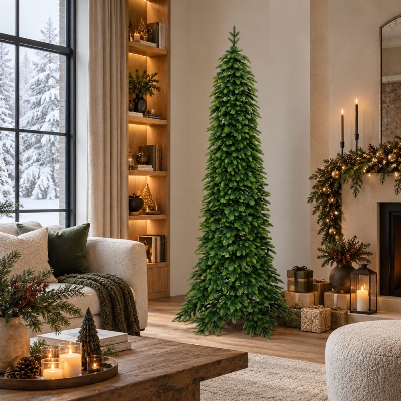 American Forest slim χριστουγεννιάτικο δέντρο με φύλλωμα full PE σε πράσινη απόχρωση 210 εκ
