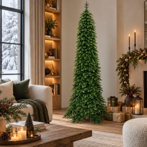 American Forest slim χριστουγεννιάτικο δέντρο με φύλλωμα full PE σε πράσινη απόχρωση 240 εκ