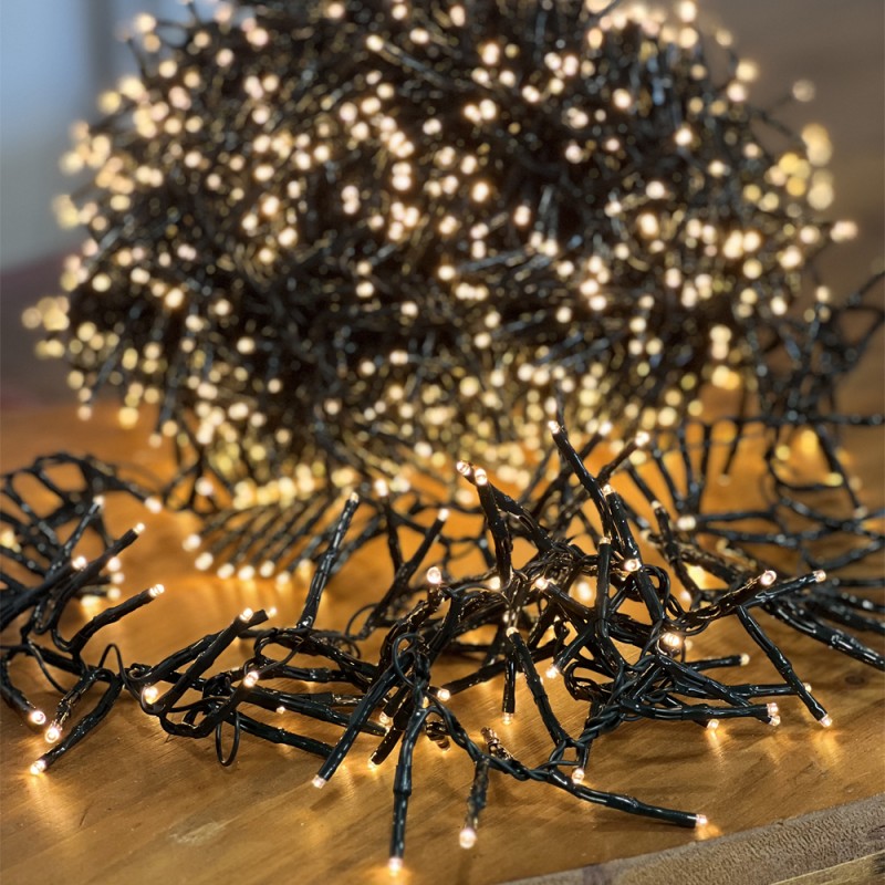 2200 led λαμπάκια σε σειρά με πράσινο καλώδιο IP44 με σταθερό φωτισμό και μπρονζέ θερμό φως 22 μέτρα