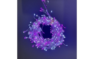 450 microled λαμπάκια σε σειρά με ασημί καλώδιο IP44 με 8 προγράμματα φωτισμού με ροζ και ψυχρό φως 300 εκ