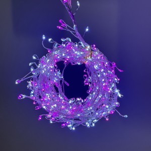 450 microled λαμπάκια σε σειρά με ασημί καλώδιο IP44 με 8 προγράμματα φωτισμού με ροζ και ψυχρό φως 300 εκ