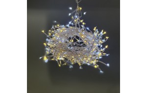 450 microled λαμπάκια σε σειρά με ασημί καλώδιο IP44 με 8 προγράμματα φωτισμού με ψυχρό  και θερμό λευκό φως 300 εκ