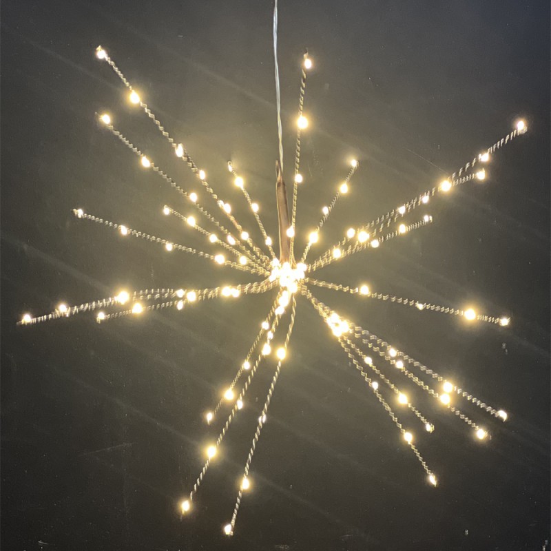 120 microled λαμπάκια αχινός με καφέ χρώμα IP44 με 8 προγράμματα φωτισμού και θερμό λευκό φως 50 εκ