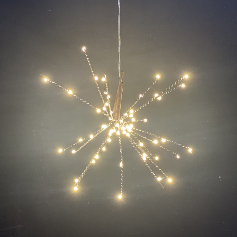 60 microled λαμπάκια αχινός με καφέ χρώμα IP44 με 8 προγράμματα φωτισμού και θερμό λευκό φως 30 εκ