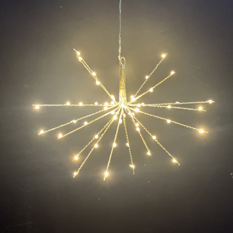 60 microled λαμπάκια αχινός με σαμπανί χρώμα IP44 με 8 προγράμματα φωτισμού και θερμό λευκό φως 30 εκ