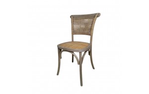 Toon Wood ξύλινη καρέκλα σε φυσική απόχρωση με πλάτη από ρατάν και ψάθινο κάθισμα 45x42x89 εκ