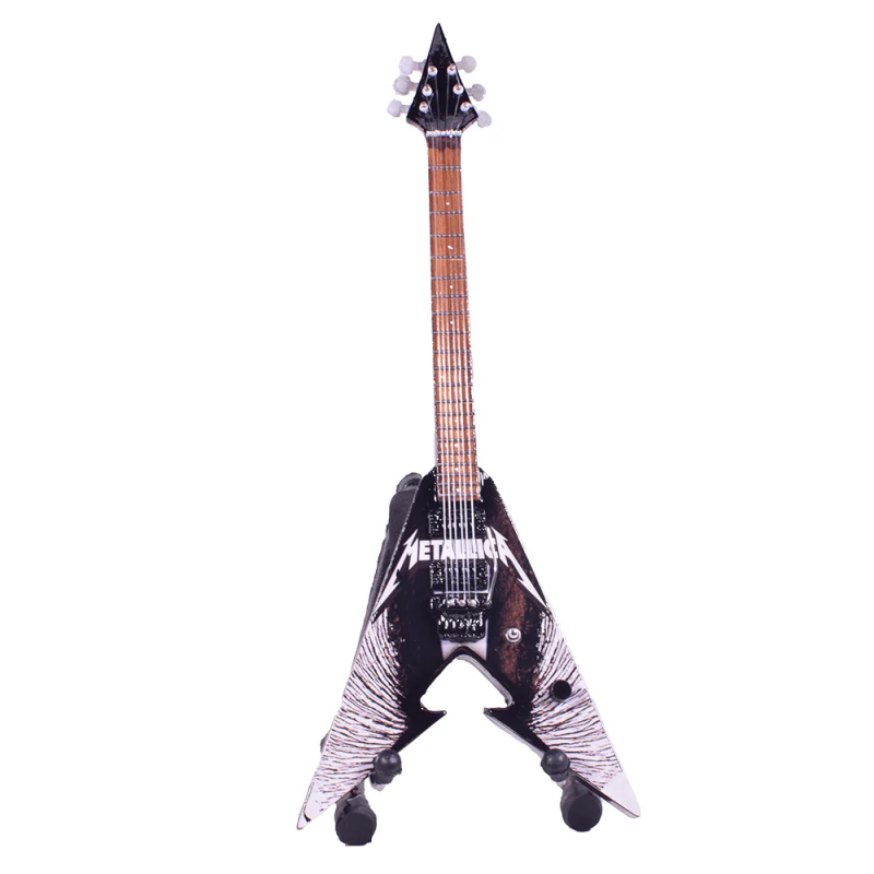 Metallica Kirk Hammett χειροποίητη ξύλινη ηλεκτρική κιθάρα μινιατούρα σε βάση 20 εκ