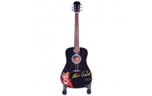 Elvis Presley χειροποίητη ξύλινη παραδοσιακή κιθάρα μινιατούρα σε βάση 20 εκ