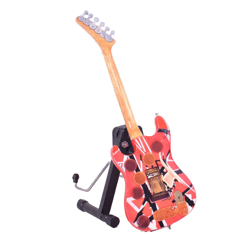 Eddie Van Halen ξύλινη χειροποίητη ηλεκτρική κιθάρα μινιατούρα σε βάση 20 εκ