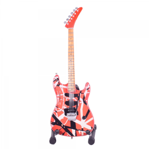 Eddie Van Halen ξύλινη χειροποίητη ηλεκτρική κιθάρα μινιατούρα σε βάση 20 εκ