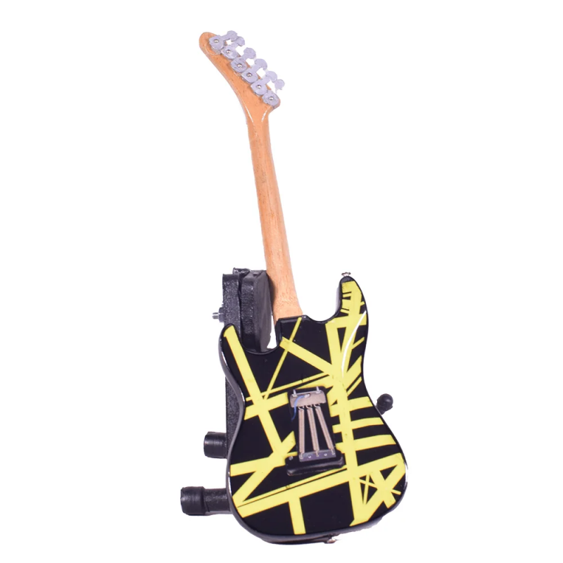 Eddie Van Halen χειροποίητη ξύλινη  ηλεκτρική κιθάρα μινιατούρα σε βάση 20 εκ