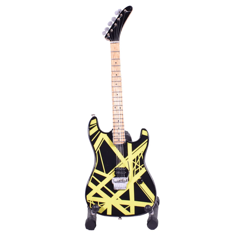 Eddie Van Halen χειροποίητη ξύλινη  ηλεκτρική κιθάρα μινιατούρα σε βάση 20 εκ