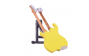 Eddie Van Halen ξύλινη χειροποίητη διπλή ηλεκτρική κιθάρα μινιατούρα σε βάση 20 εκ