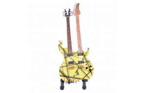 Eddie Van Halen ξύλινη χειροποίητη διπλή ηλεκτρική κιθάρα μινιατούρα σε βάση 20 εκ