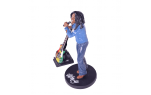 Φιγούρα Bob Marley από πολυεστέρα με ξύλινη χειροποίητη ηλεκτρική κιθάρα μινιατούρα 17 εκ 