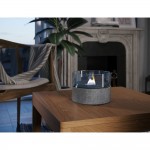 Café 18 γυάλινο διάφανο επιτραπέζιο διακοσμητικό με εστία φωτιάς και γκρι πλαίσιο από πορσελάνη 18x14 εκ Café 18 γυάλινο διάφανο επιτραπέζιο διακοσμητικό με εστία φωτιάς και γκρι πλαίσιο από πορσελάνη 18x14 εκ