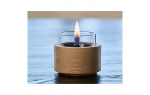 Lotus 10 ξύλινο διακοσμητικό κερί σε φυσική απόχρωση με εστία φωτιάς 10x9 εκ