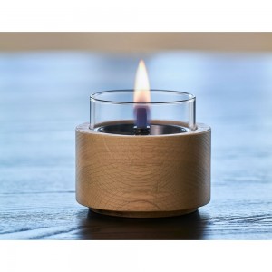 Lotus 10 ξύλινο διακοσμητικό κερί σε φυσική απόχρωση με εστία φωτιάς 10x9 εκ
