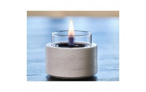 Lotus 10 ξύλινο διακοσμητικό κερί σε λευκή απόχρωση με εστία φωτιάς 10x9 εκ