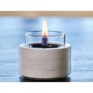 Lotus 10 ξύλινο διακοσμητικό κερί σε λευκή απόχρωση με εστία φωτιάς 10x9 εκ