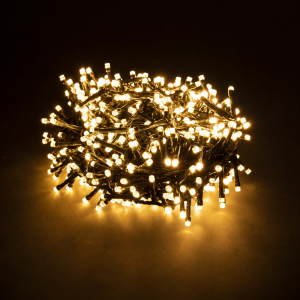 Χριστουγεννιάτικα λαμπάκια 240 LED IP44 με πράσινο καλώδιο και extra θερμό λευκό φως σταθερού φωτισμού 12 μέτρα