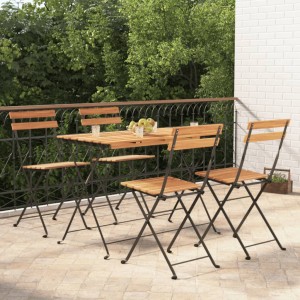 Σετ επίπλων τραπεζαρίας bistrot πτυσσόμενο πέντε τεμαχίων από μασίφ ξύλο ακακίας