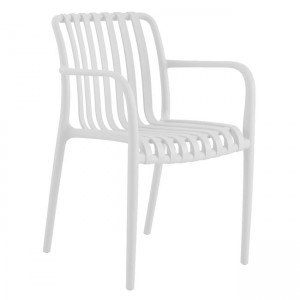 Moda πολυθρόνα από πολυπροπυλένιο στοιβαζόμενη σε λευκή απόχρωση 56x57x81 εκ